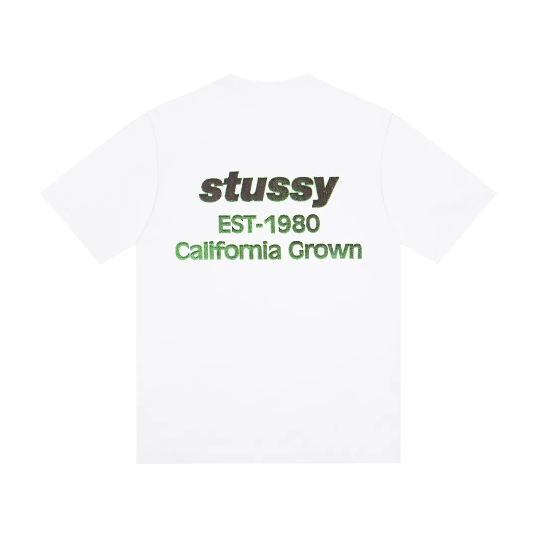 XY 117# P55 （In Stock ） Stussy SS 25 CALIFORNIA GROWN TEE PIGMENT DYED logo T Same Style ：Black White Size：S M L XL ： 260 ：